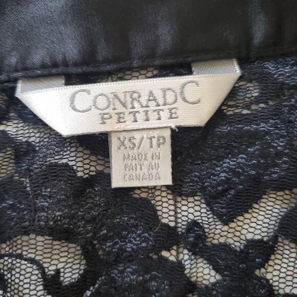 90s Y2K Whimsigoth Shirt Women XS Black Sheer Lace Long Sleeve Satin Lace-Up - Picture 4 of 8